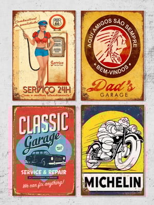 4 quadros decorativos garage