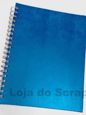 Caderno pautado 21x27cm azul turqueza metalizado