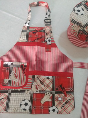 Kit avental culinário + chapéu de chef infantil- futebol