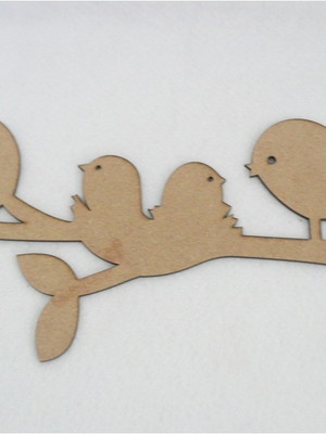V3355 - galho com filhotes em mdf cru