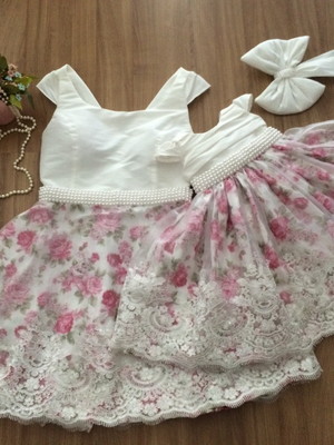 Vestido mae e filha floral pink - mãe e filha