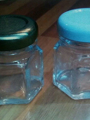 Pote vidro geleia sextavado 40ml com tampa