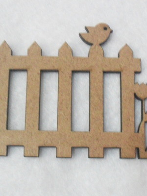 V4186 - cerca com pássaros em mdf cru-kit com 2