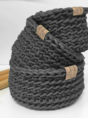 Trio cestos maxi crochet corda náutica - diversas cores