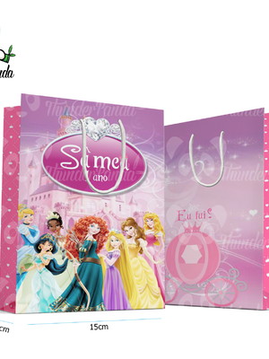 Sacolinha grande as princesas personalizada