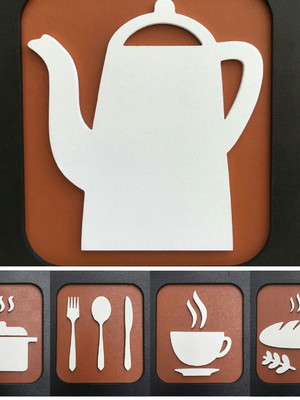 Kit 4 quadros decorativos para cozinha 20x20cm mdf