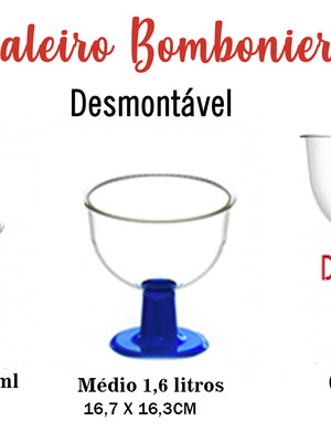 Bomboniere taça acrílico kit com 3 peças