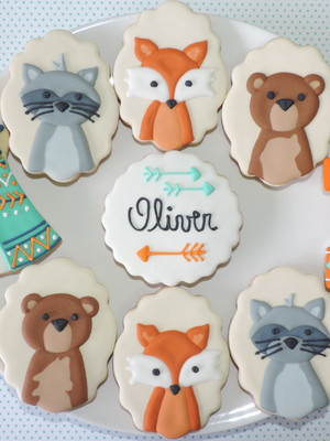 Biscoitos decorados woodland
