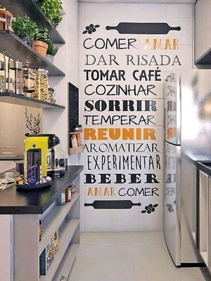 Adesivo decorativo frase comer amar