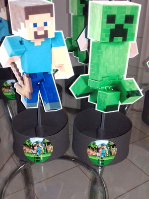 Enfeite de mesa p aniversário minecraft