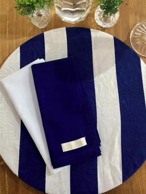 Capa de sousplat - tecido listras azul e branco