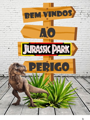 Placa bem vindos jurassic park em mdf