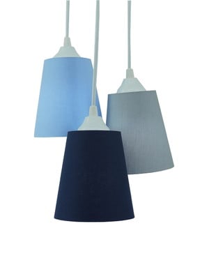 Lustre pendente bebê azul marinho, azul bebê e cinza