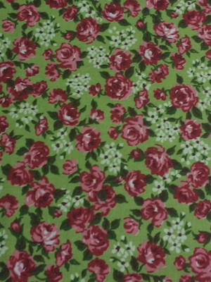 Verde estampado com flores vermelhas médias - vd083
