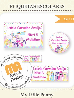 Arte digital etiqueta escolar my little pony