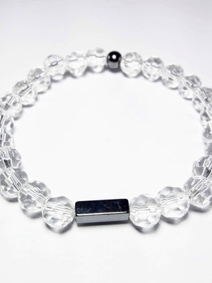 Pulseira de cristal transparente com hematitas