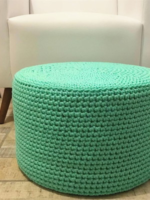 Puff maxi crochê em corda náutica 40x30cm - diversas cores