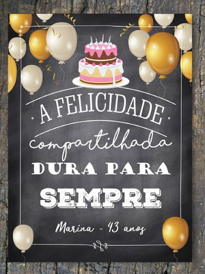 Chalkboard aniversário adulto impresso 50 x 68 cm