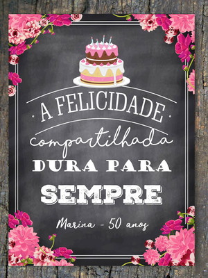 Chalkboard aniversário adulto impresso 50 x 68 cm