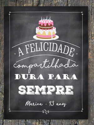 Chalkboard aniversário adulto impresso 50 x 68 cm