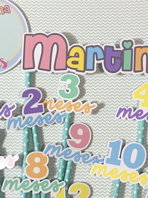 Kit completo mesversário bebê com topos de bolo e adesivos