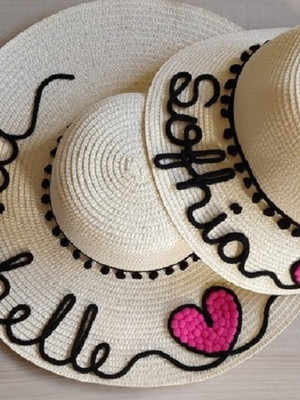 Kit chapeu mãe e filha- chapéus palha personalizado com nome