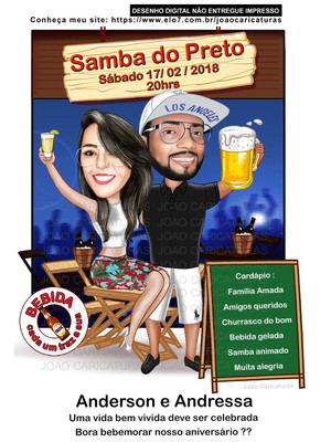 Caricatura de aniversário duplo (boteco) h e m