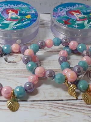 Kit 12 lembrancinha pulseira sereia ariel- pequena sereia