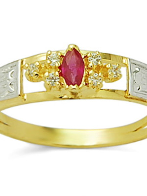 Anel de formatura pedra rubi com diamantes ouro 18k