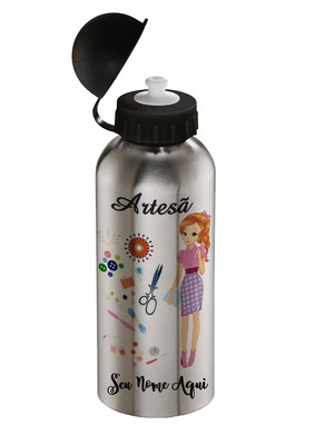 Garrafa squeeze profissão artesã com nome personalizado
