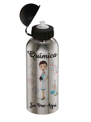 Garrafa squeeze profissão quimica com nome personalizado