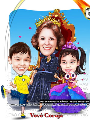 Caricatura digital família poses similares-preço por pessoa