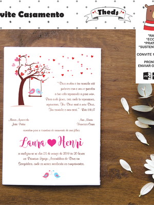 Convite de casamento passarinhos