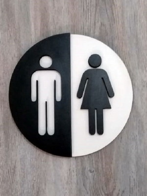 Placa indicativa de banheiro unissex