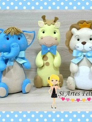 Kit safari baby com 5 bichinhos em feltro