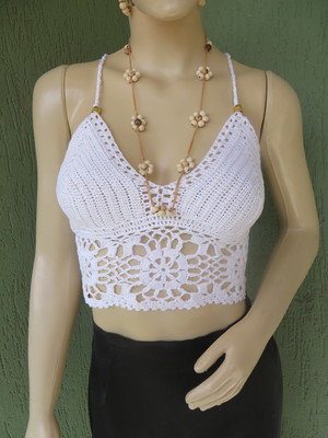 Cropped de crochê branco