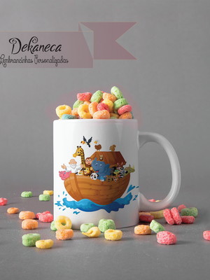 Caneca de polímero personalizada arca de noé