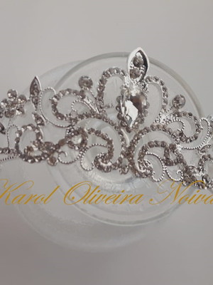 Coroa noivas 15 anos princesa prata modelo delicado