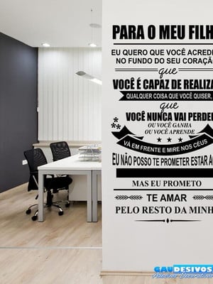 Adesivo decorativo de parede frase para o meu filho