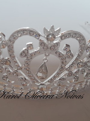 Coroa miss tiara noiva cor prata pingente debutante