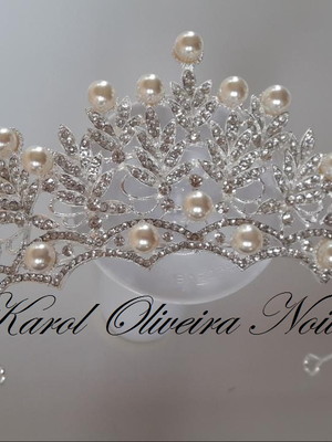 Coroa em perolas luxo tiara noiva e debutantes miss