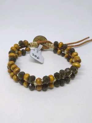 Pulseira em macramé com cristais madeira