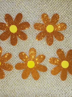 Aplique flor com gliter
