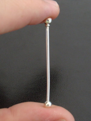 Kit 02 piercing de prata transversal com bolinha