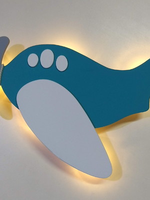 Avião com luz led decoração paredes quarto bebe maternidade