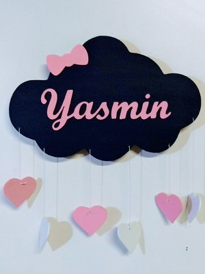Nuvem com led coração nome yasmin laço e chuva amor