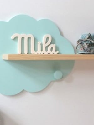 Nuvem prateleira francesa com nome para decorar quarto bebe