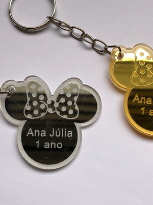 Chaveiro minnie acrílico espelhado