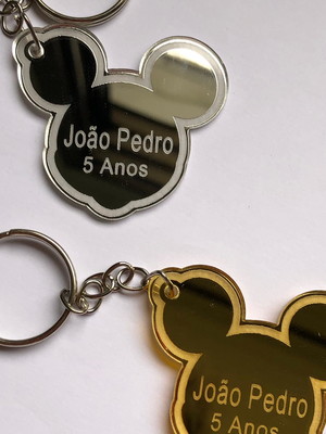 Chaveiro mickey acrílico espelhado
