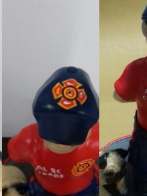 Escultura de bombeiro em biscuit